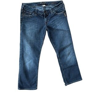 Silver Jeans Santorini Cropped Capri Stretch Low Rise Jean 30X25 Medium Wash